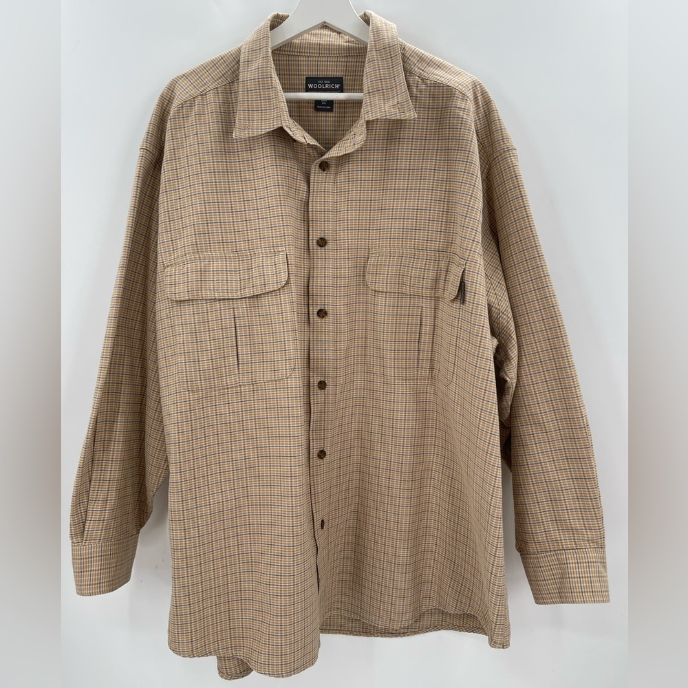 Woolrich Outdoor Shirt Medium Weight 100% Cotton Plaid Button Down Shirt XXL
